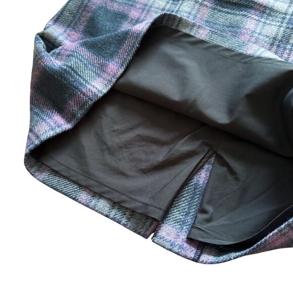 L.L. Bean tartan plaid wool blend skirt Sz 14 Purple pencil preppy academia - Picture 8 of 11